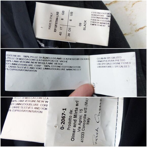 Rick Owen Distress Lamb Leather Jacket Women 6US Black Open Front Goth Y2K FLAWS - Picture 4 of 15